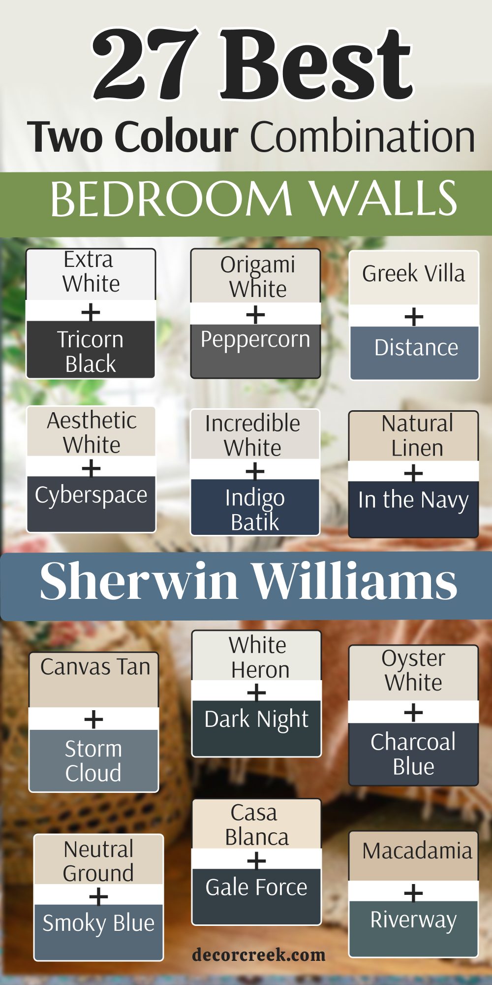27 Two Colour Combination For Bedroom Walls from sherwin williams