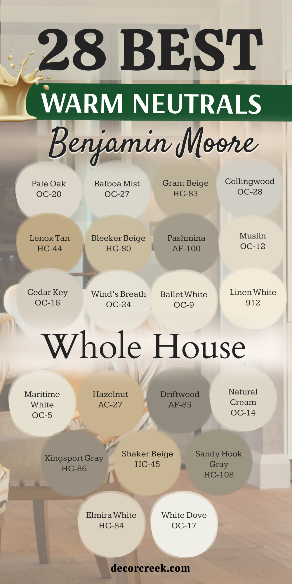 28 warm neutrals for the whole house by Benjamin moore