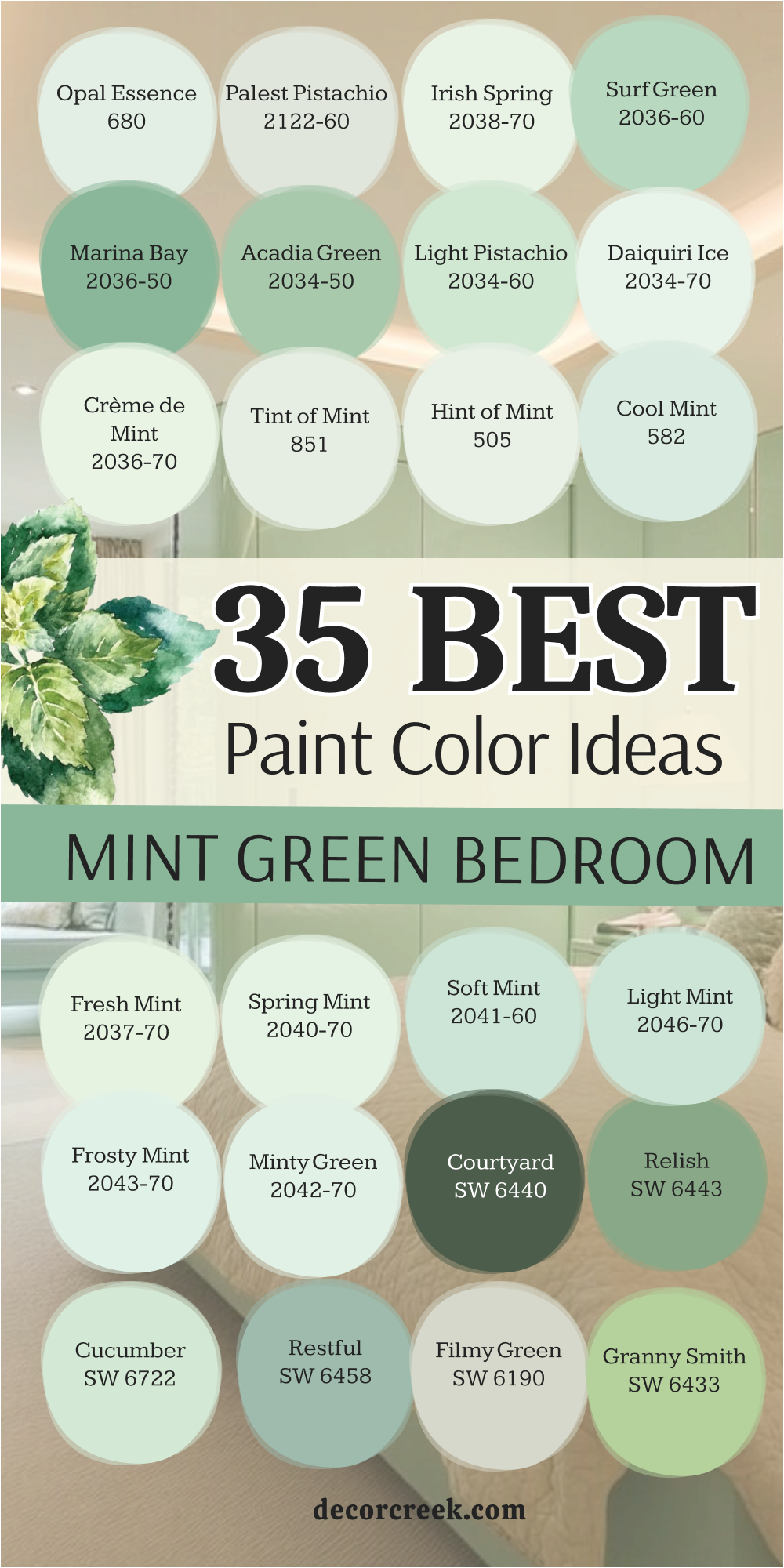 35 mint green bedroom paint color ideas