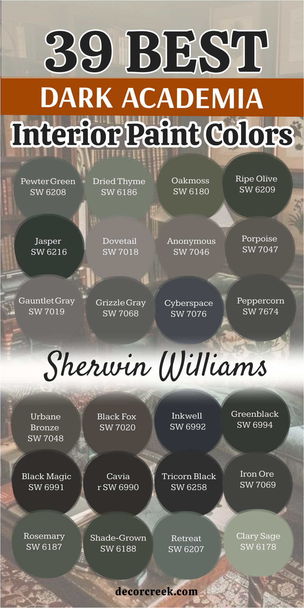 39 dark academia interior paint colors from sherwin williams