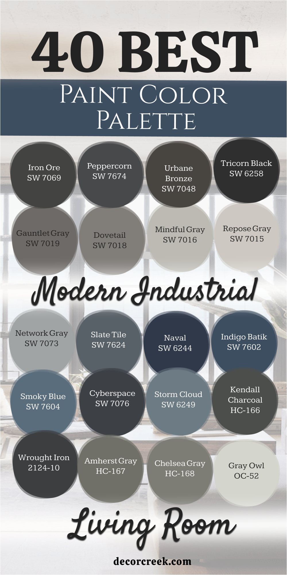 40 modern industrial living room paint color palette