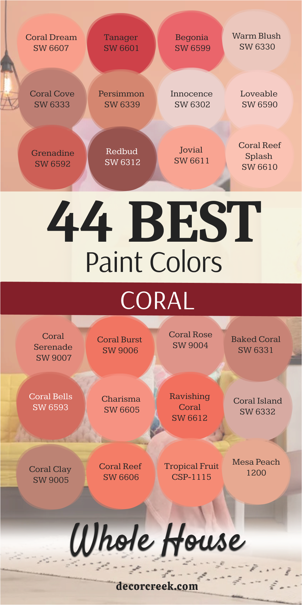 44 best coral paint colors for the whole house