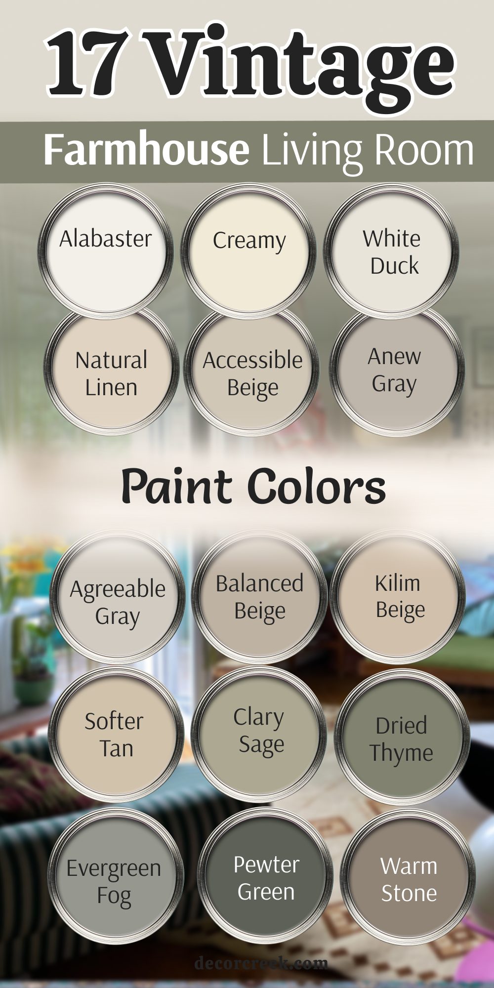 17 vintage farmhouse living room paint color