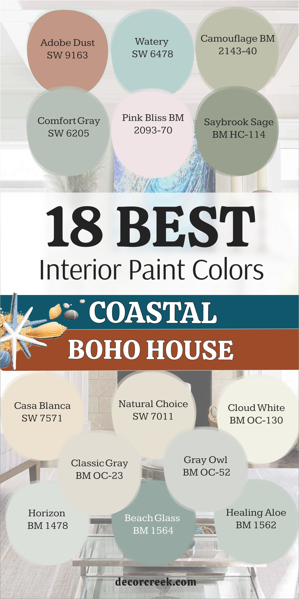 18 coastal boho house interior paint colors
