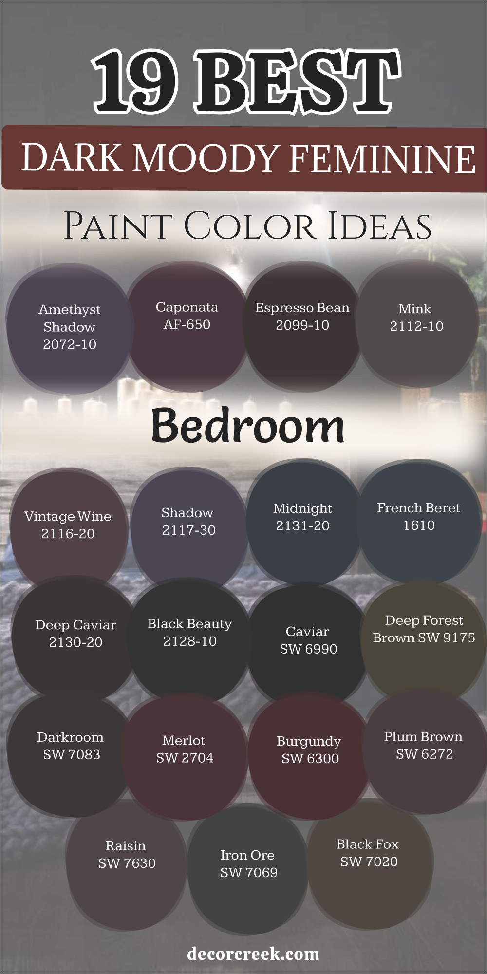 19 dark moody feminine bedroom paint color ideas