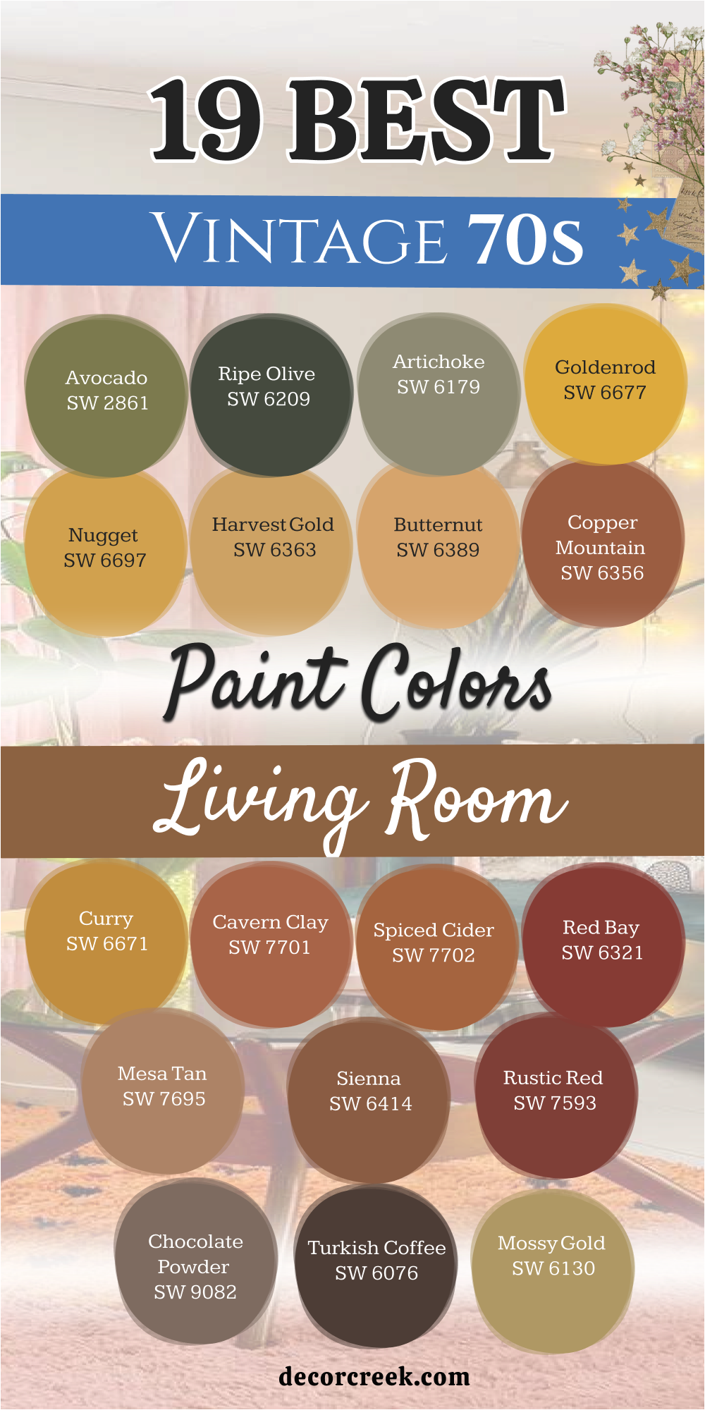 19 vintage 70s living room paint colors