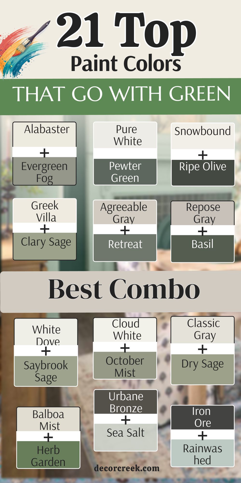 21 best combo of paint colors that go with green