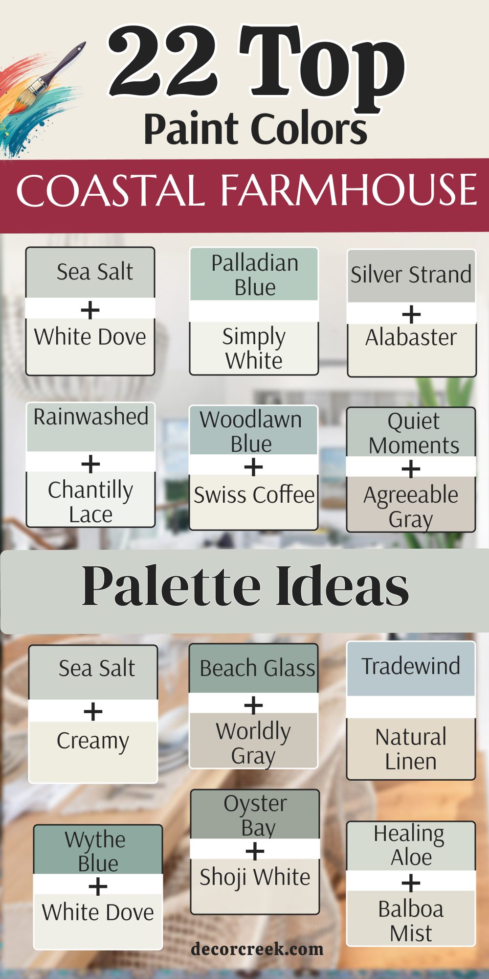 22 coastal farmhouse paint color palette ideas