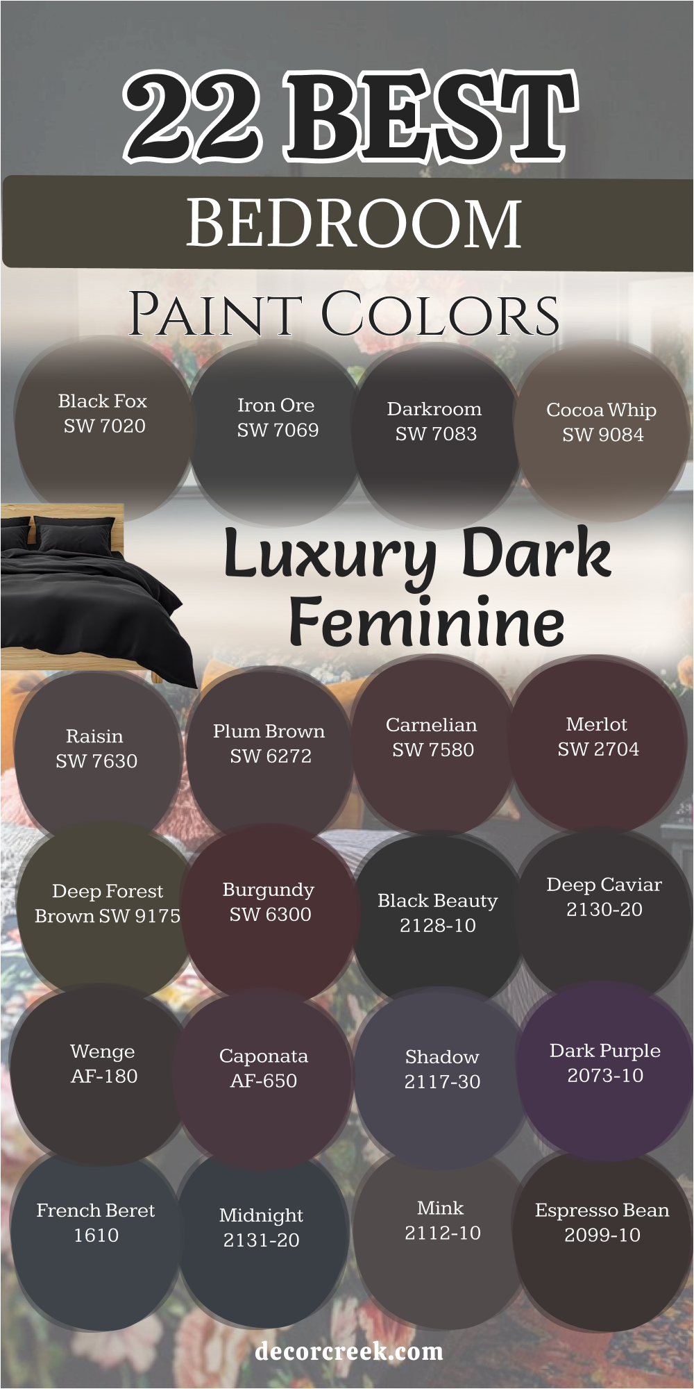 22 luxury dark feminine bedroom paint colors