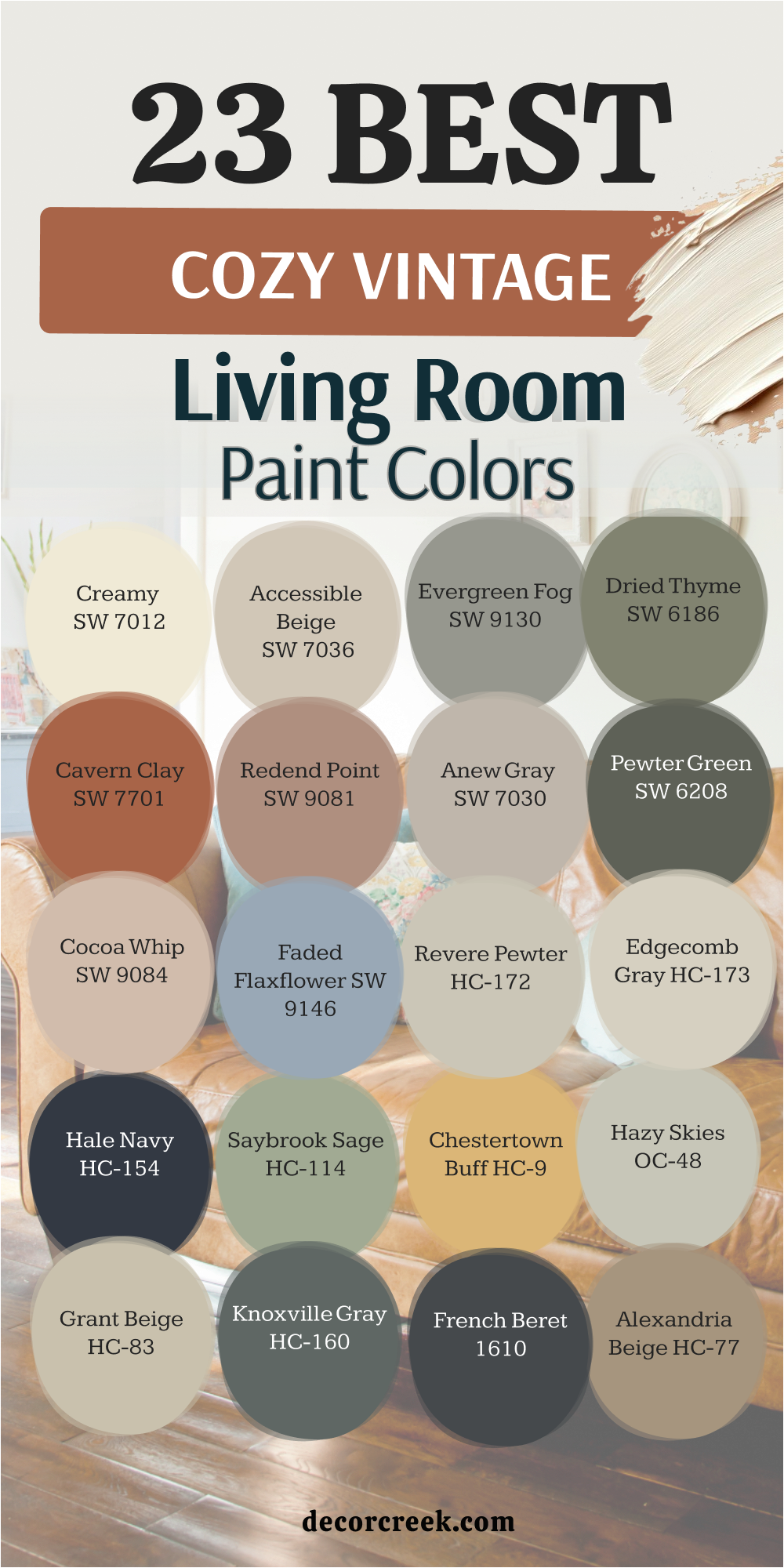 23 cozy vintage living room psint colors