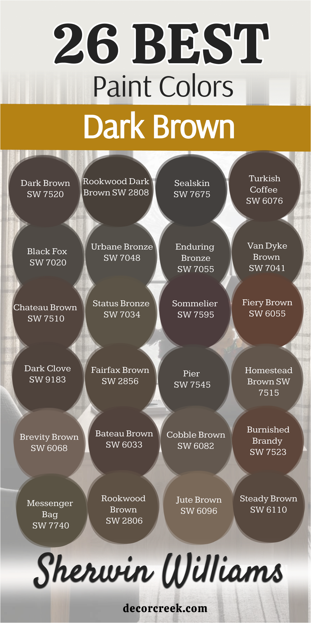 26 best dark brown paint colors sherwin williams