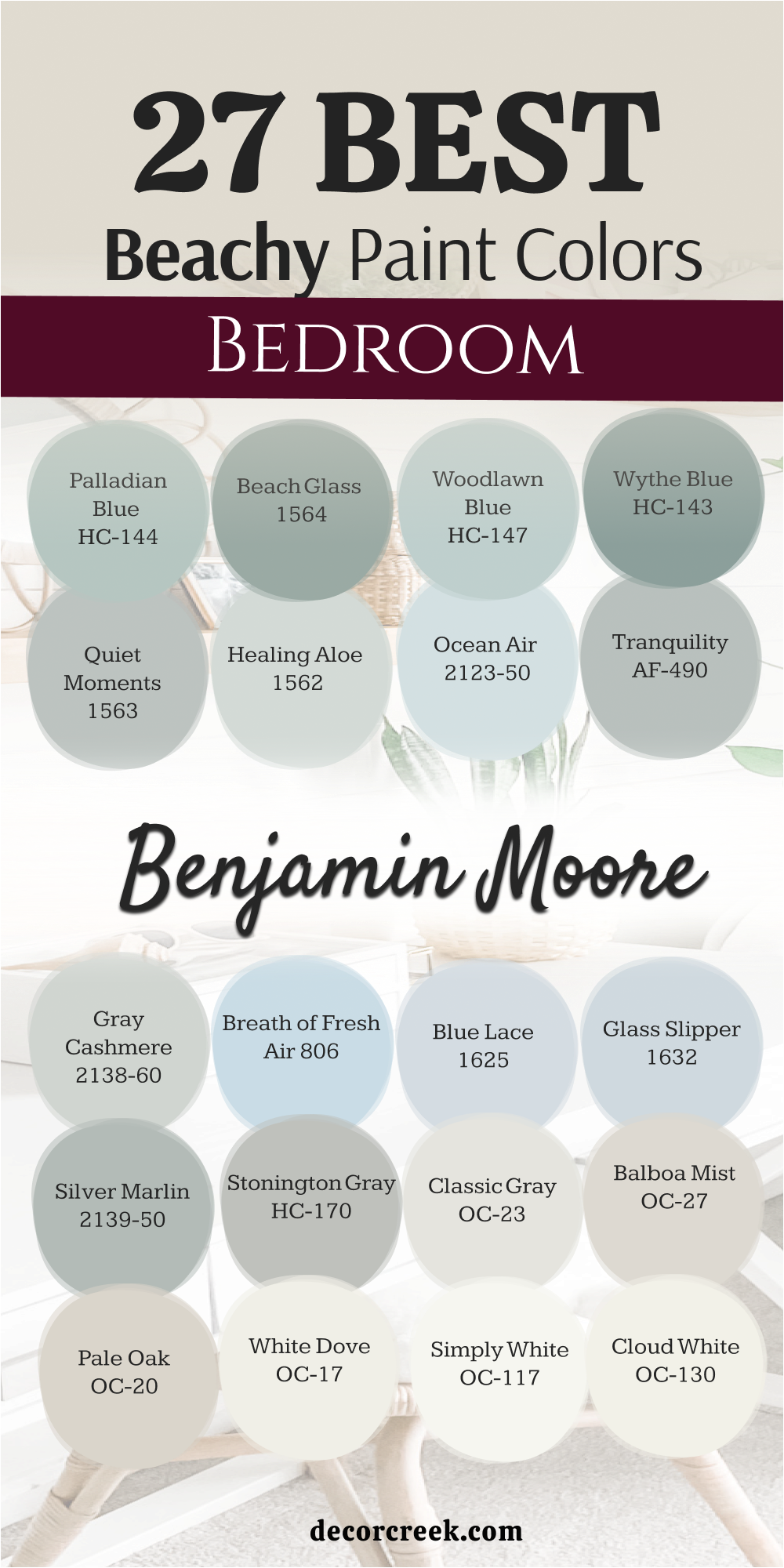 27 beachy paint colors for the bedroom from benjamin moore
