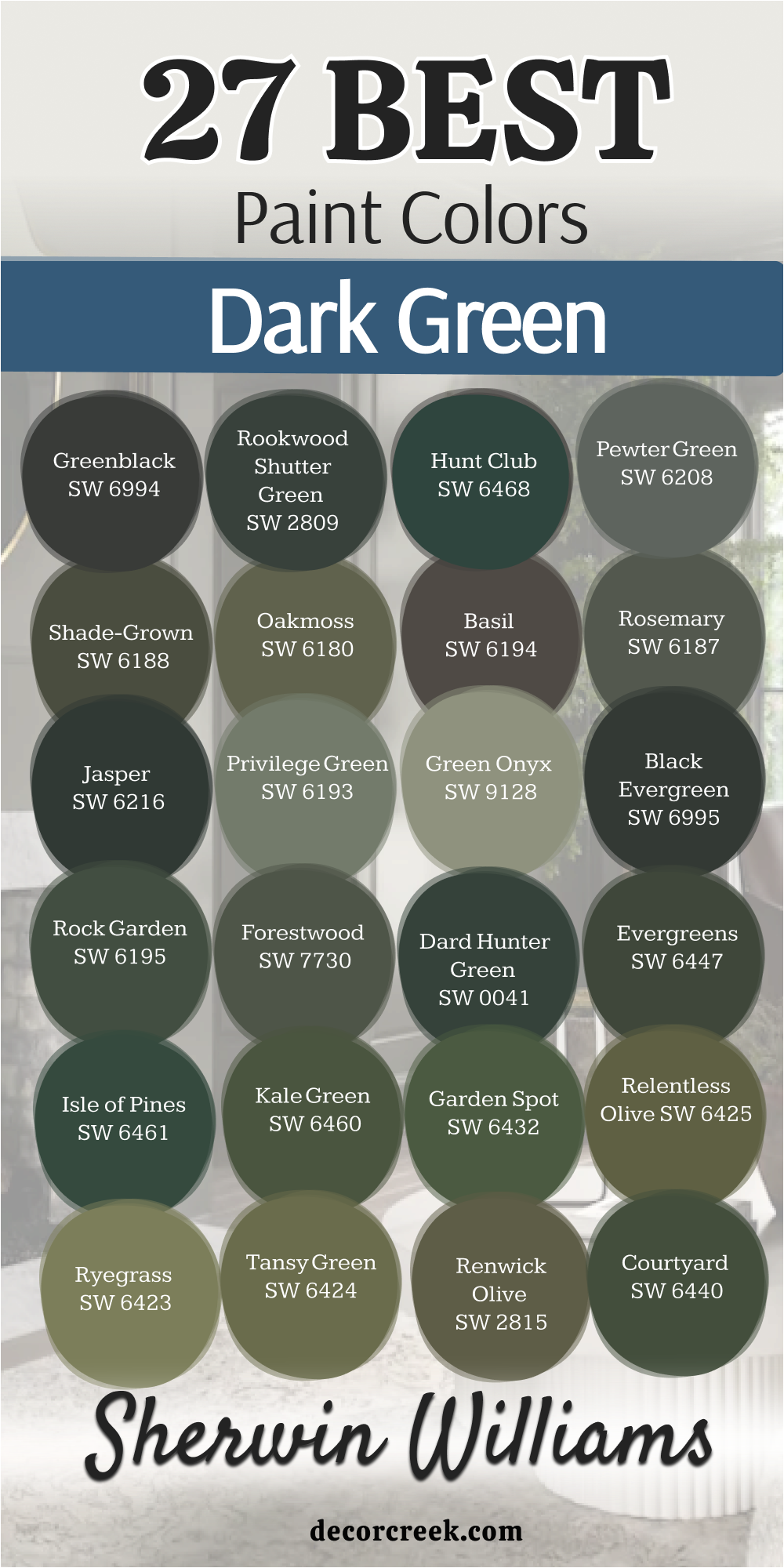 27 best dark green paint colors sherwin williams