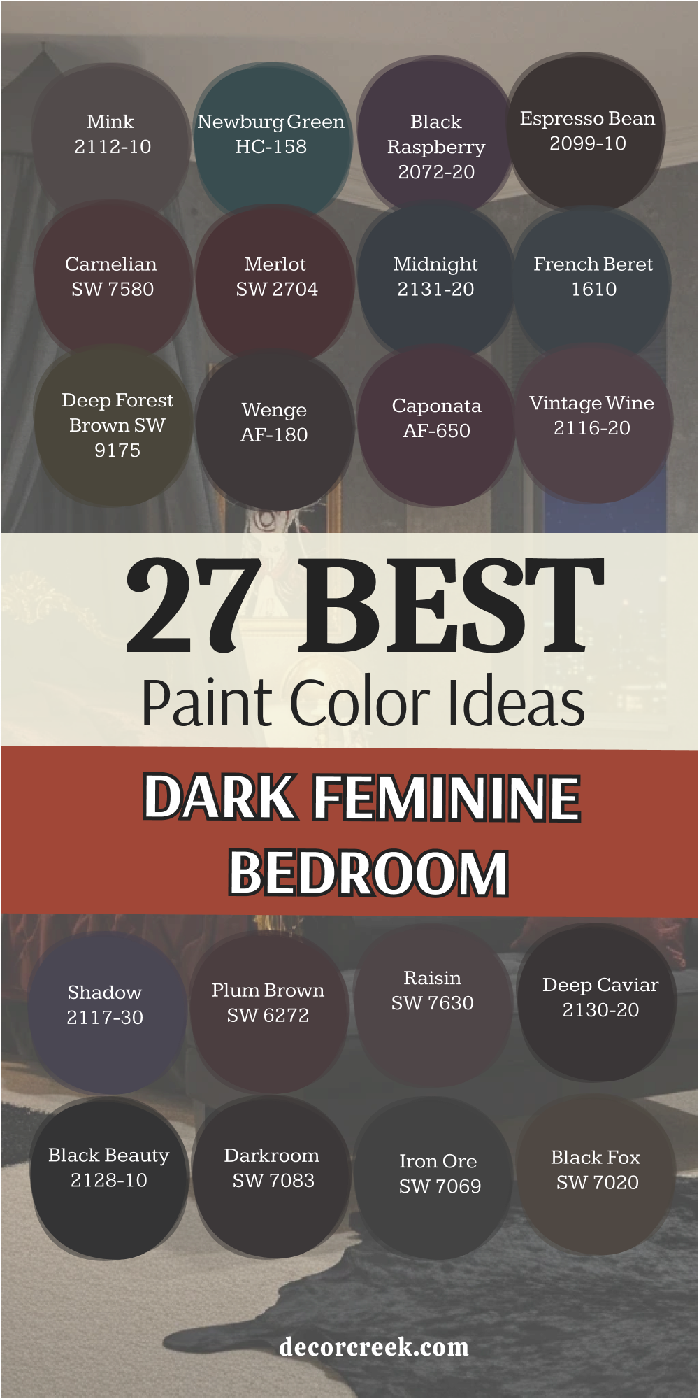27 dark feminine bedroom paint color ideas
