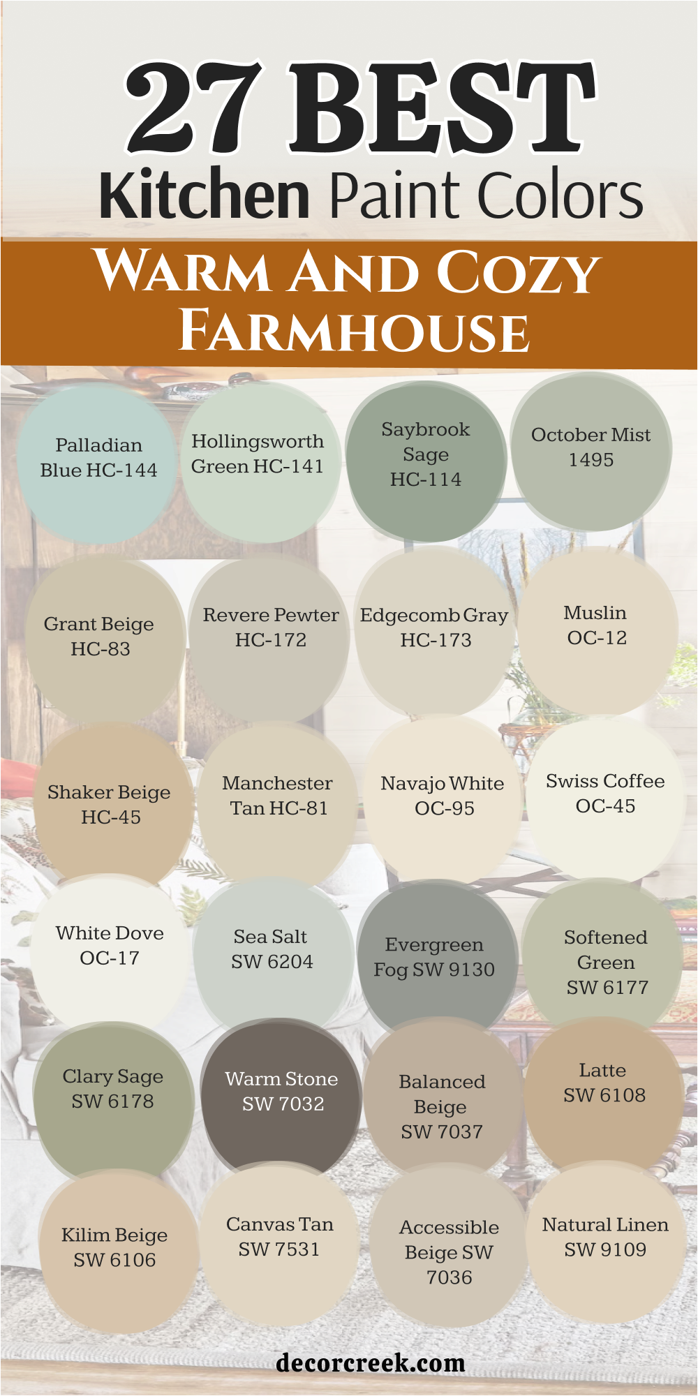 27 warm and cozy farmhouse kitchen paint colors