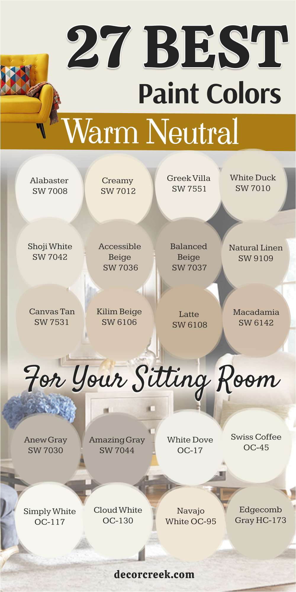 27 warm neutral paint colors for your sitting room