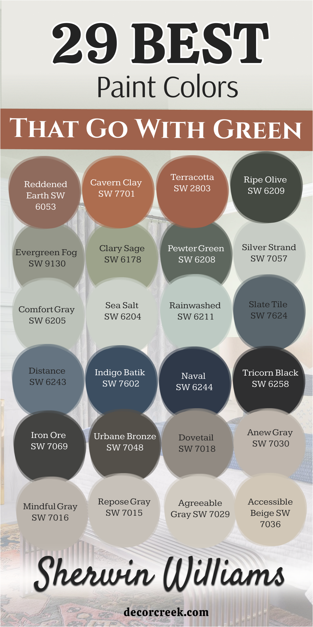 29 paint colors that go with green from sherwin williams