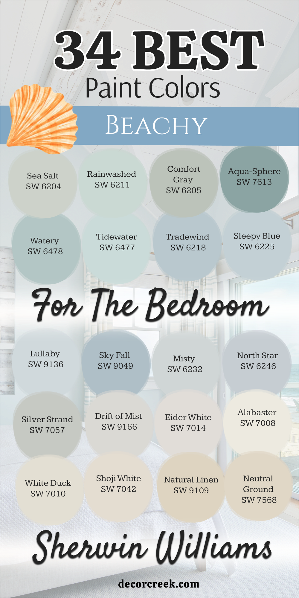 34 beachy paint colors for the bedroom from sherwin williams