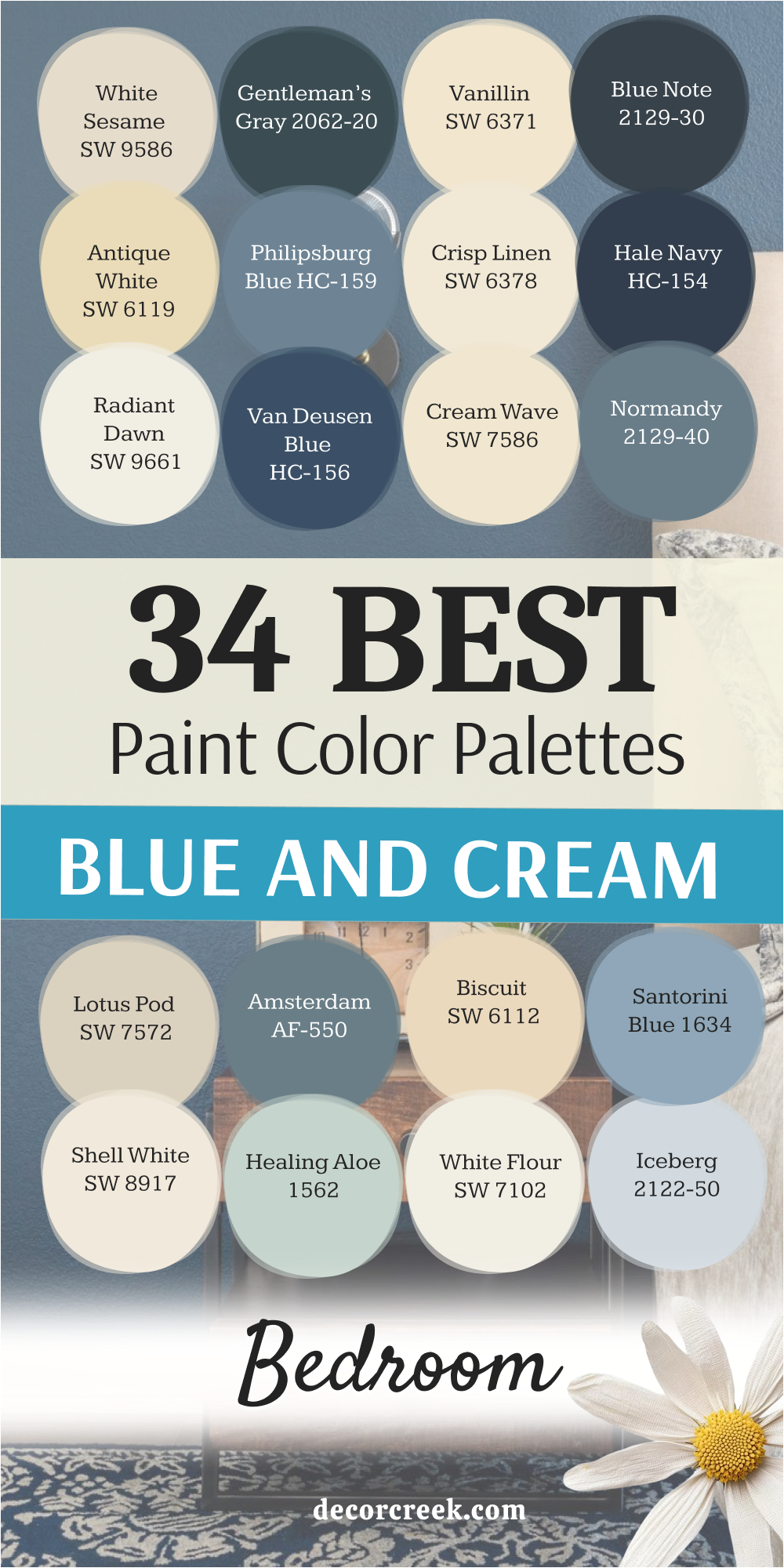 34 blue and cream bedroom paint color palettes (1)
