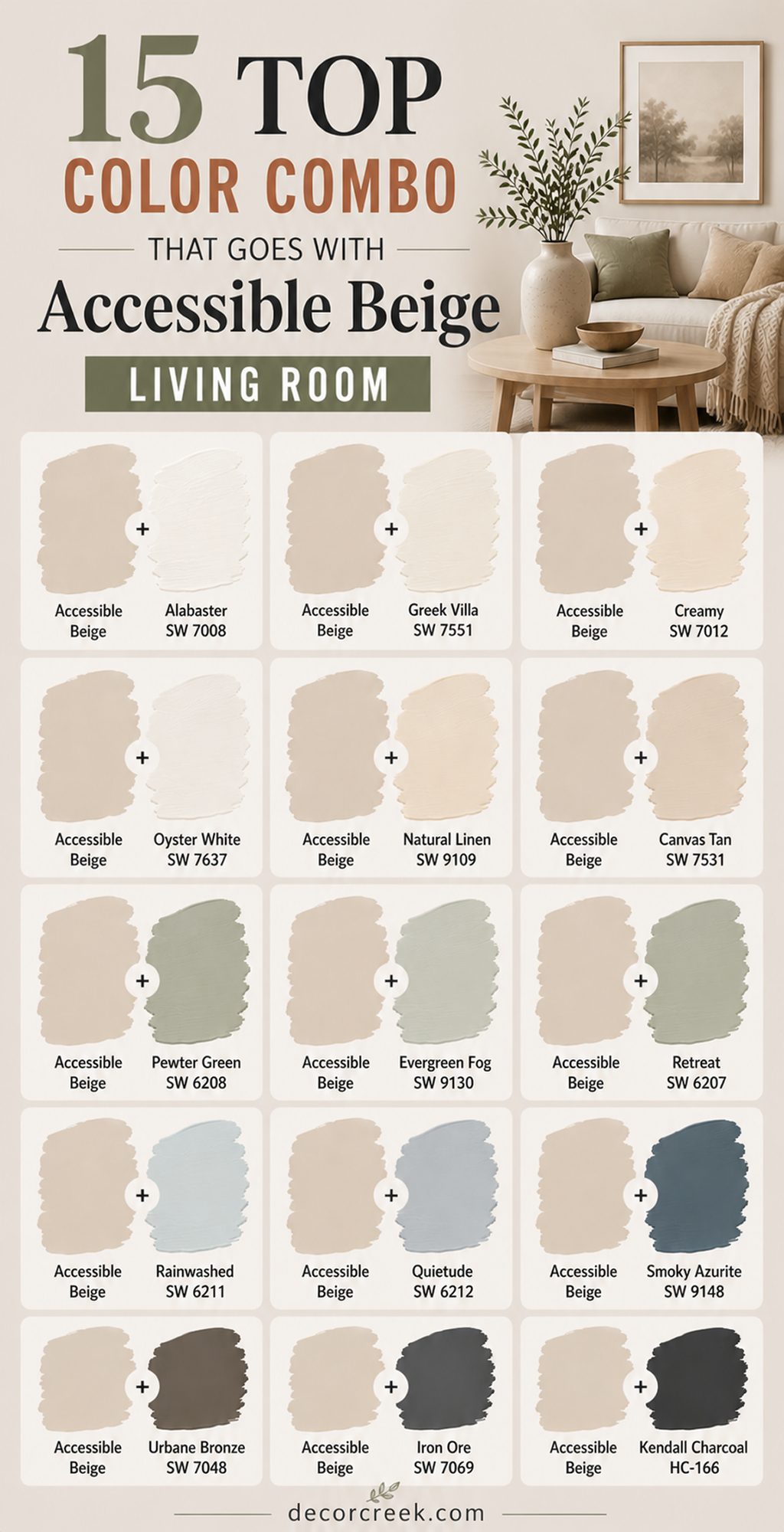 15 top color combo that goes with accessible beige living room