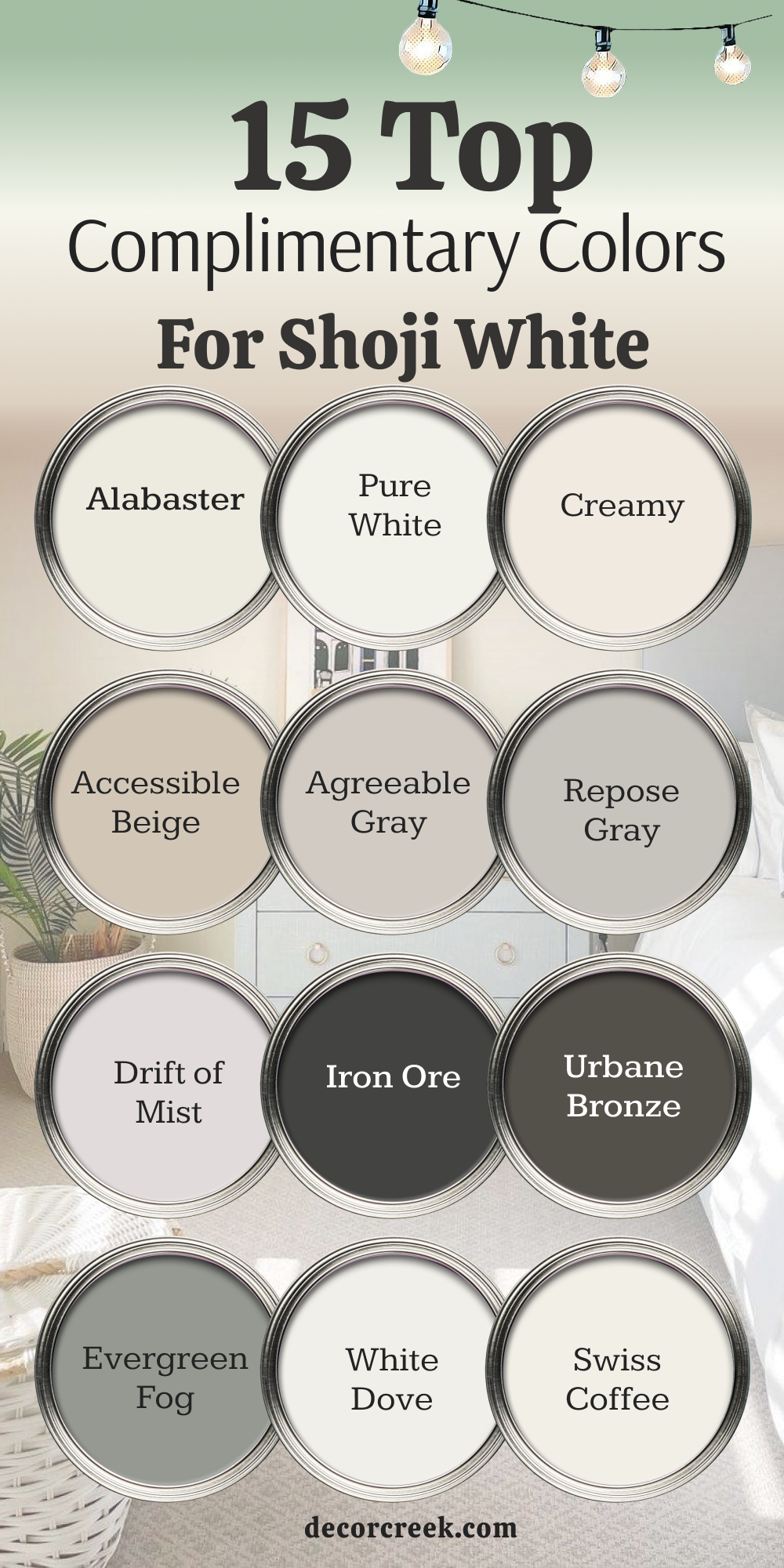 15 top complimentary colors for shoji white
