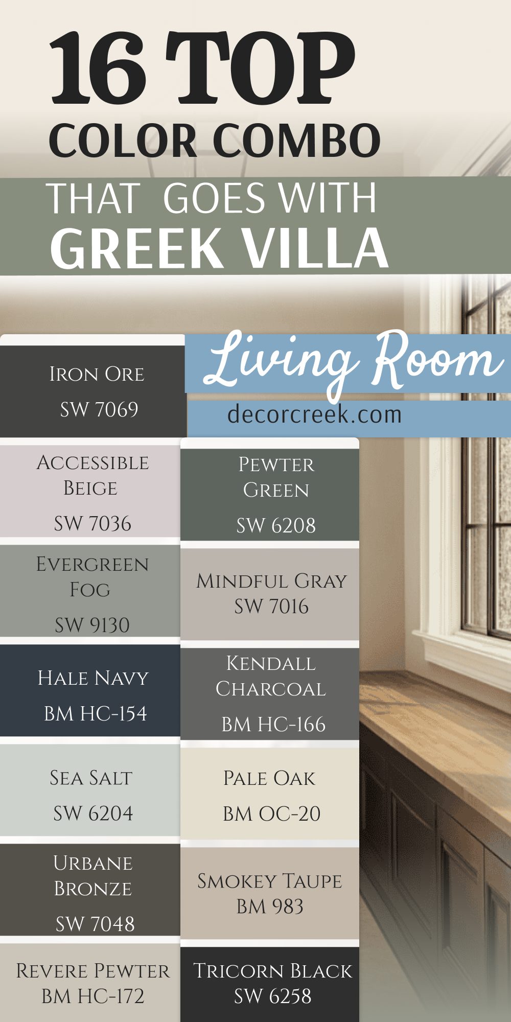16 top color combo that goes with greek villa living room