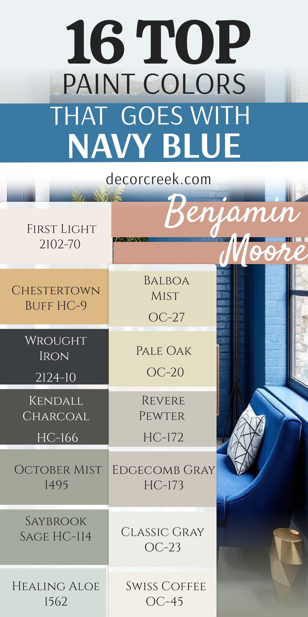 16 top paint colors that go with navy blue from benjamin moore