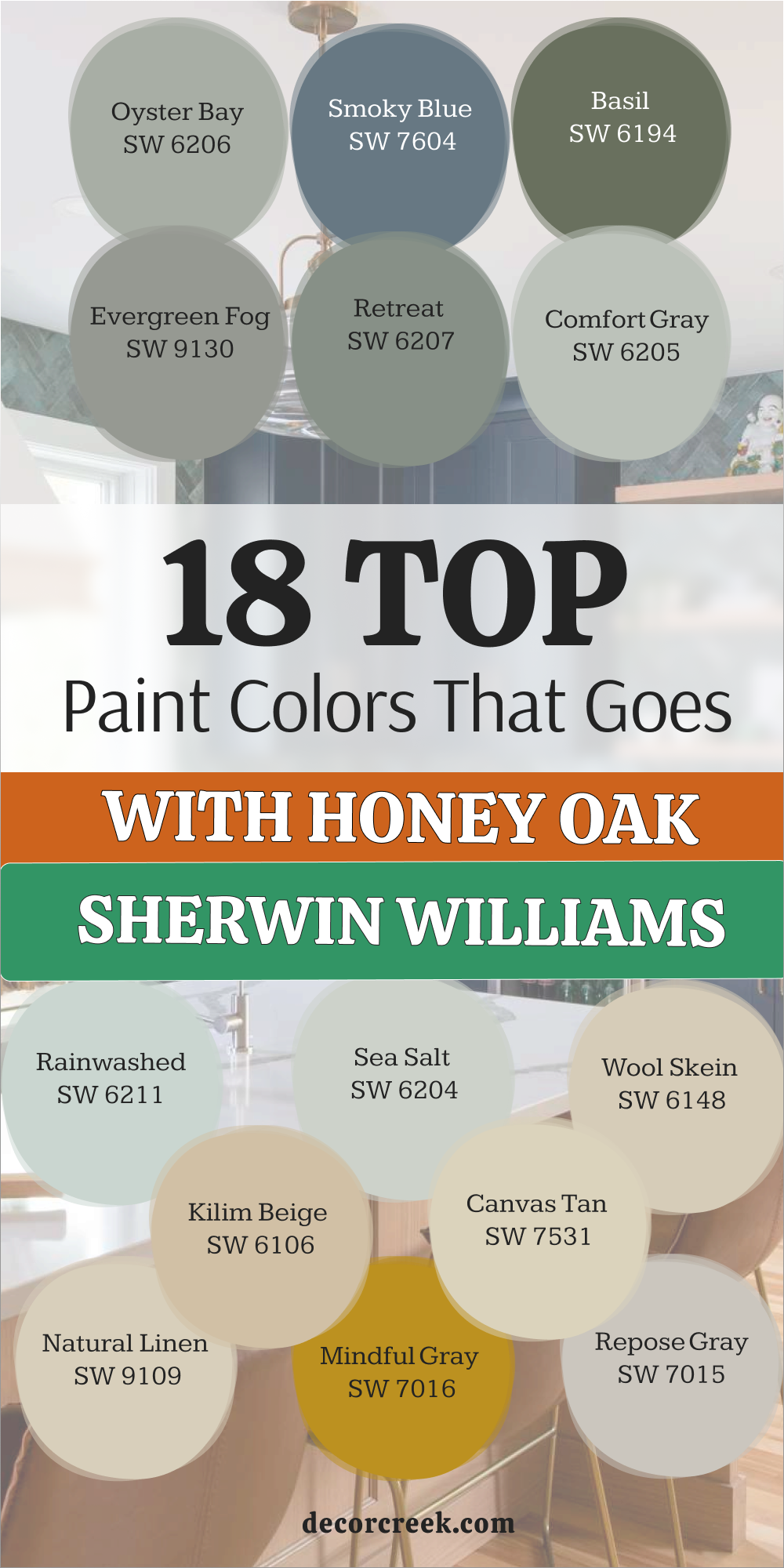 18 paint colors that goes with honey oak from sherwin williams