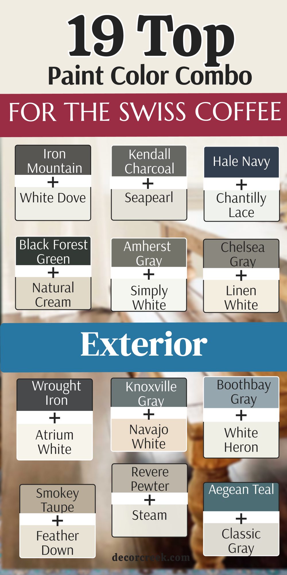 19 paint color combo for the swiss coffee exterior