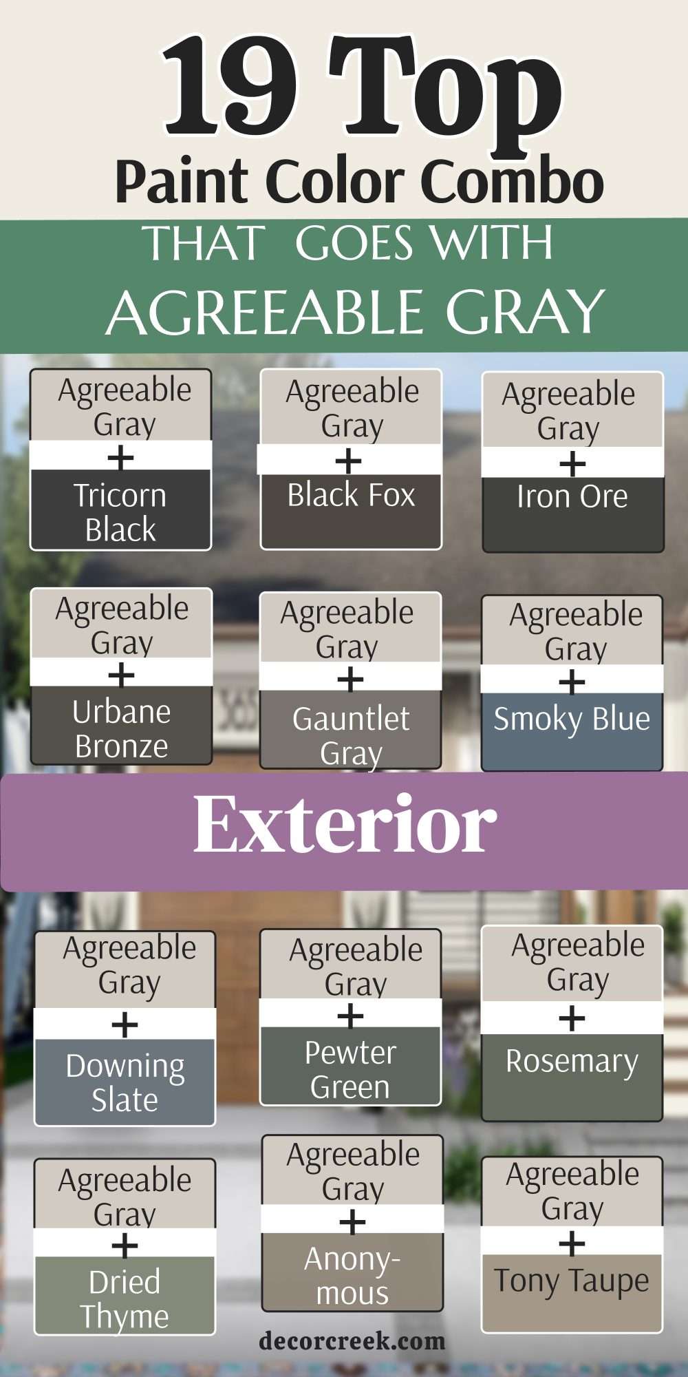 19 top color combo that goes with agreeable gray exterior