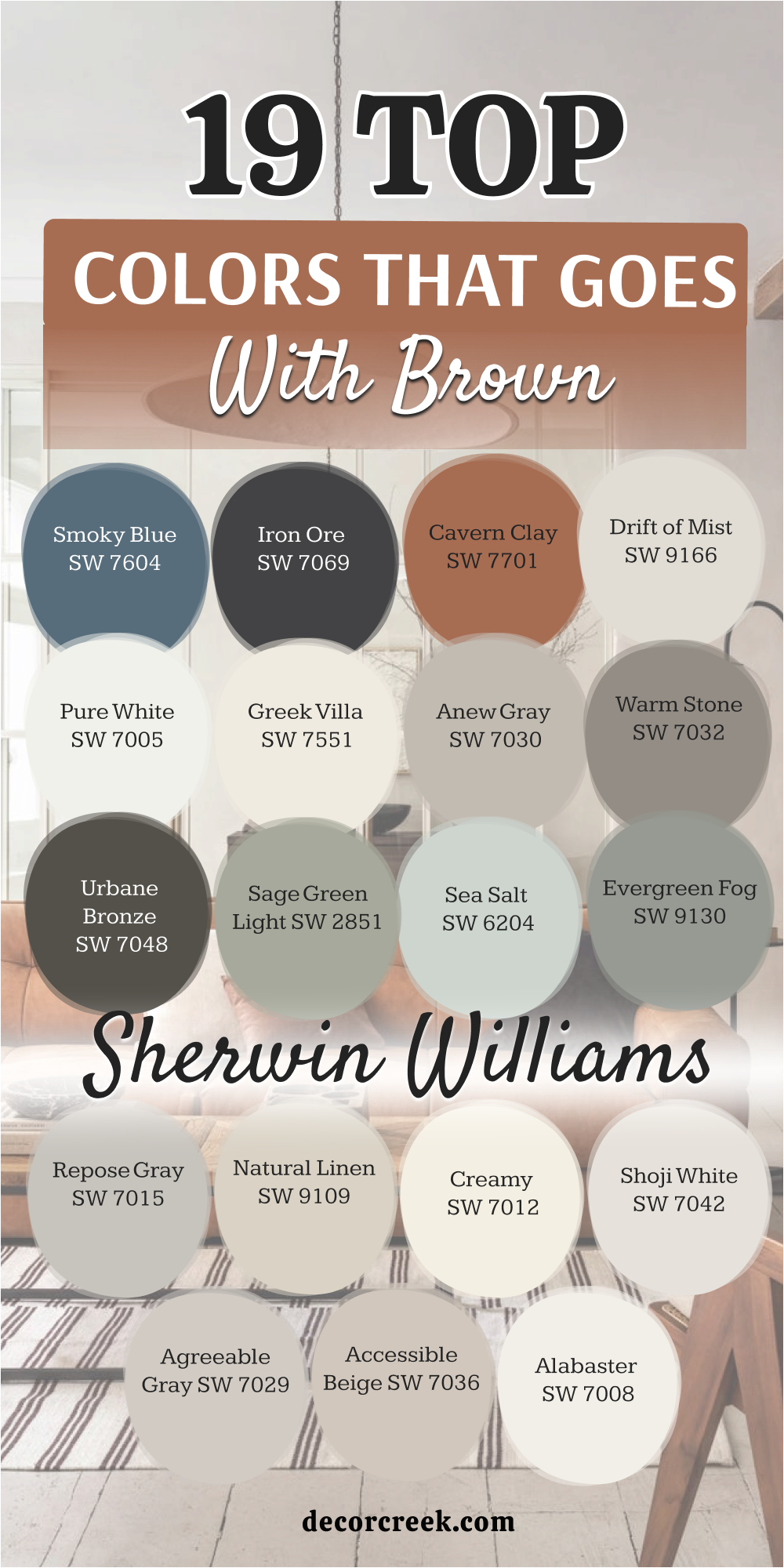 19 top paint colors that go with brown from sherwin williams