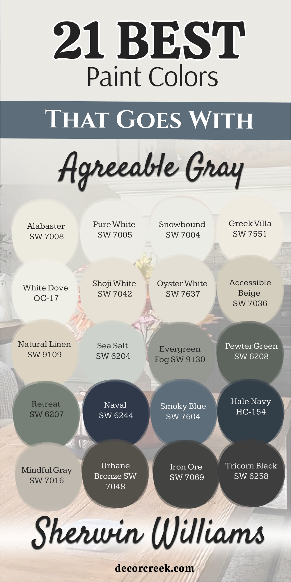 21 best colors that goes with agreeable gray by sherwin williams