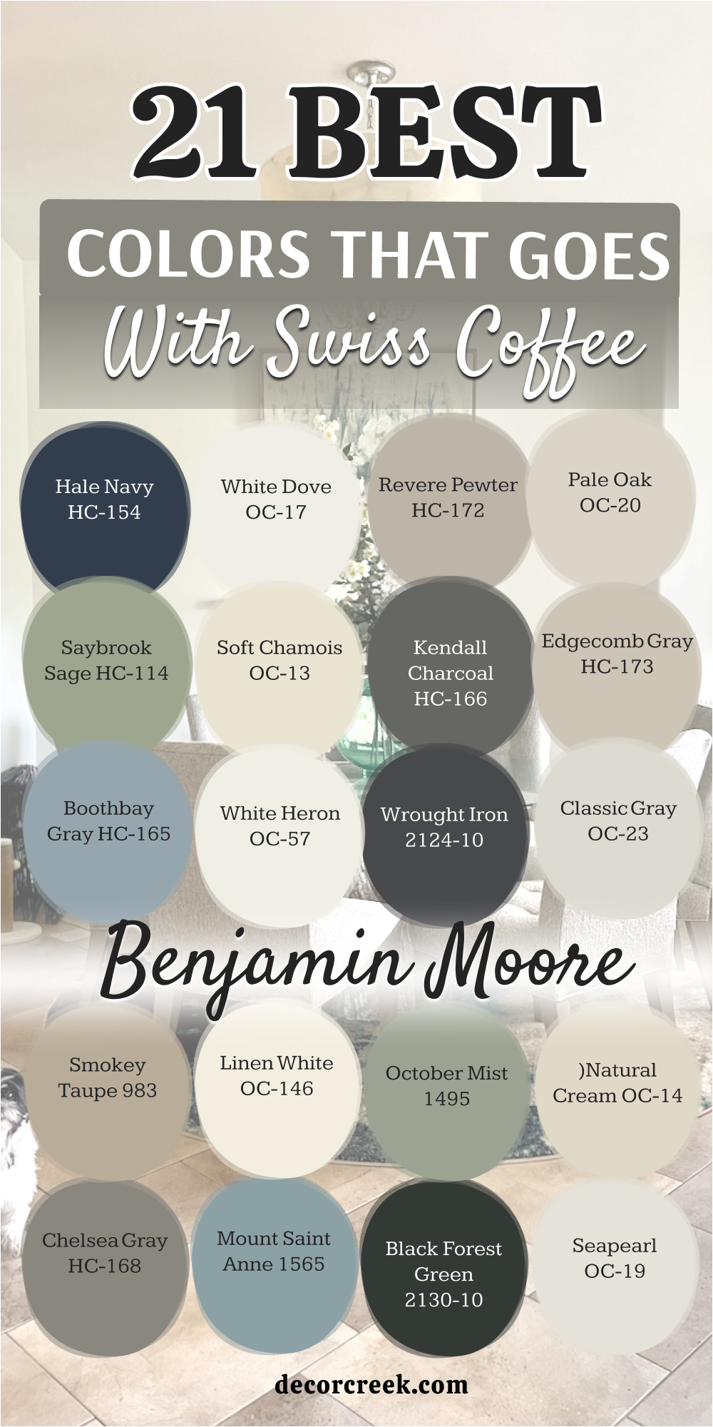 21 best colors that goes with swiss coffee by benjamin moore