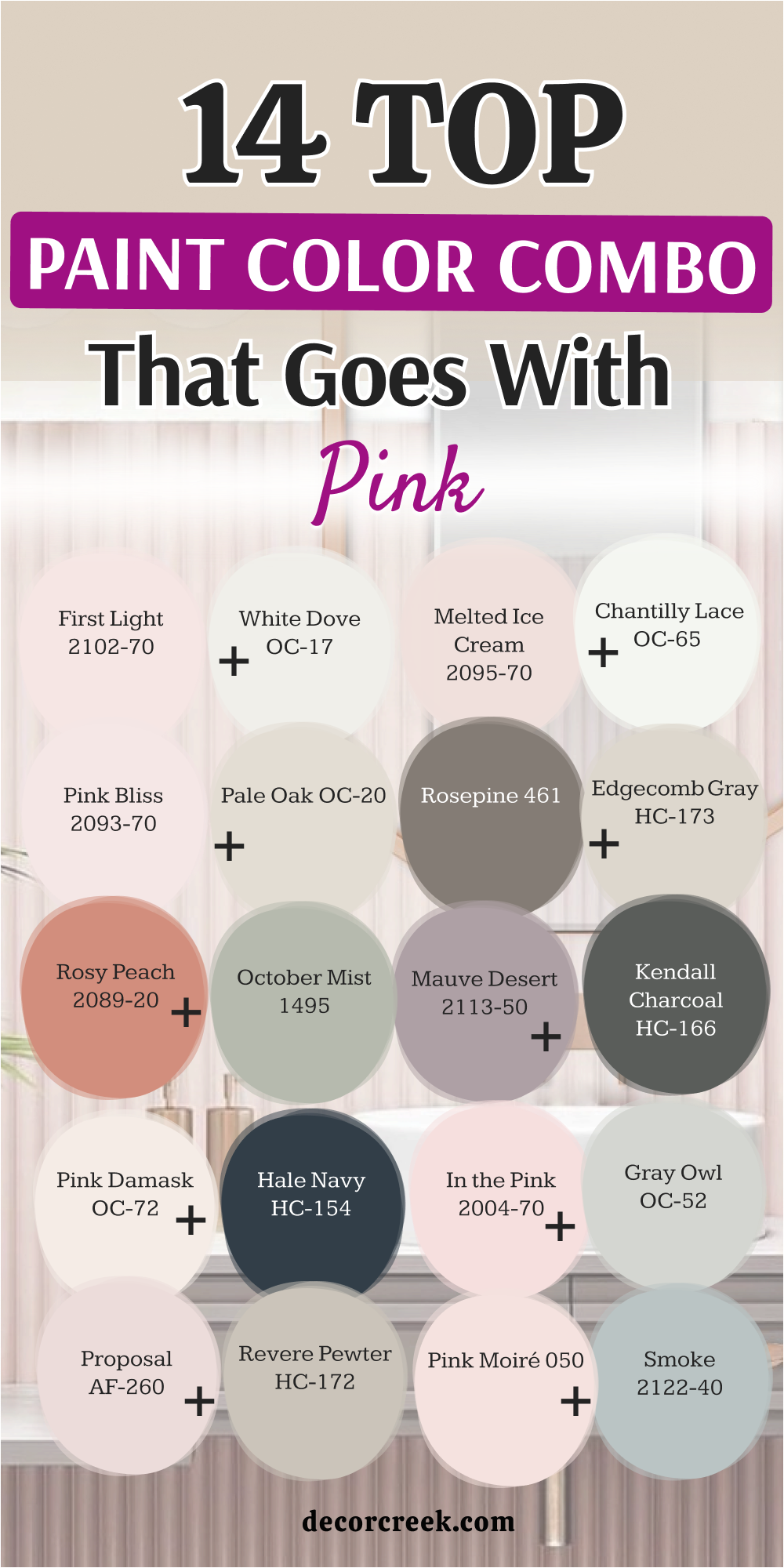 14 top paint color combo that goes with pink