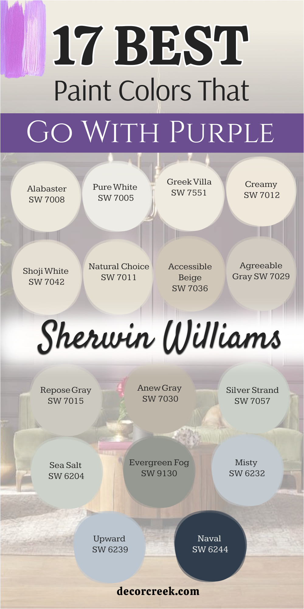 17 top paint colors that go with purple from sherwin williams