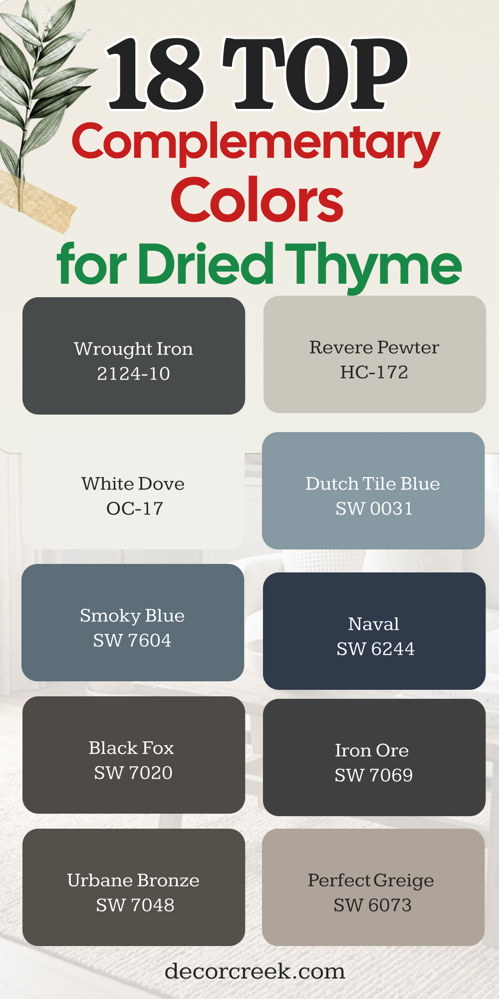 18 top complimentary colors for dried thyme