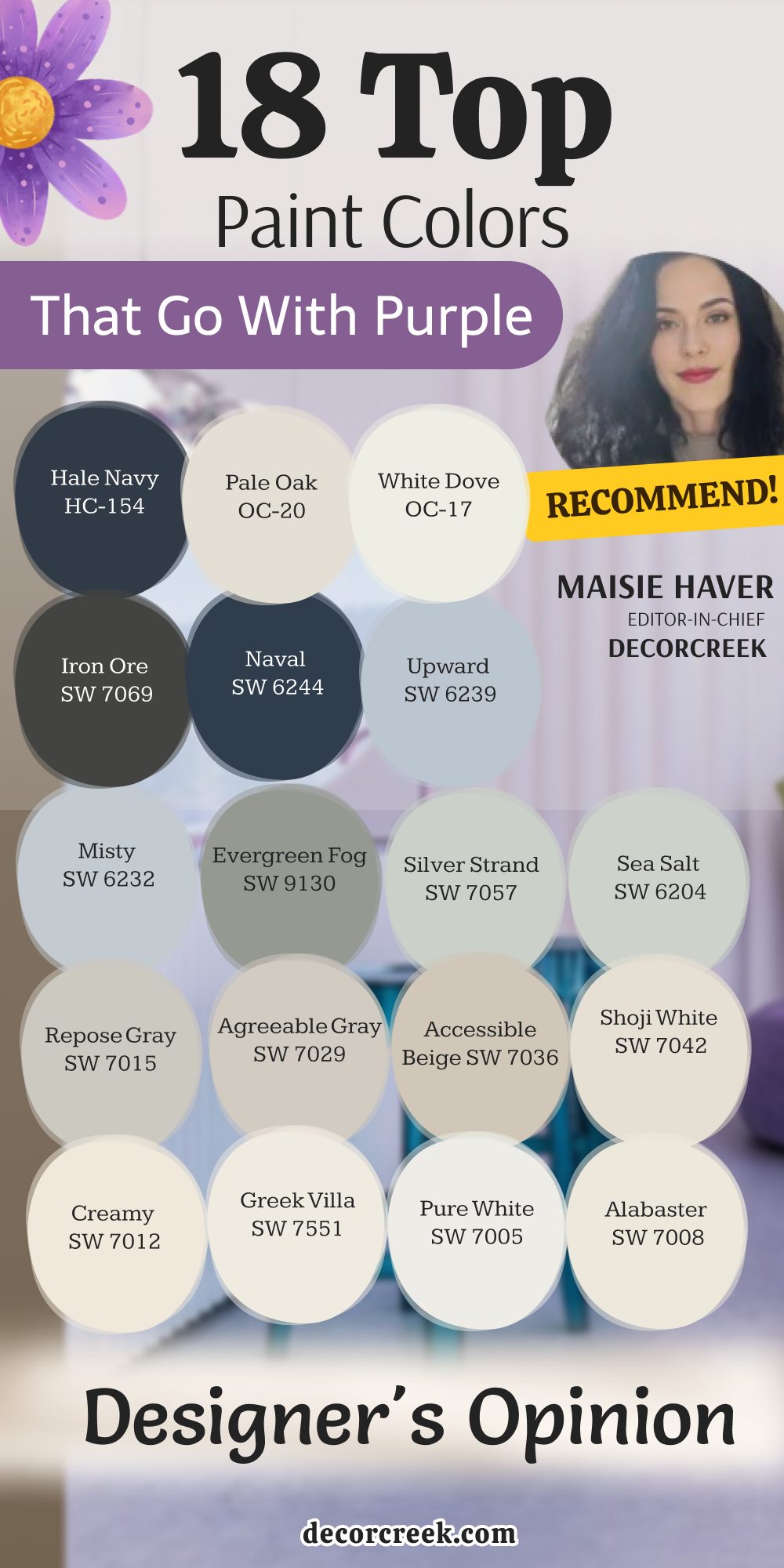 18 top paint colors that go with purple _ designer's opinion