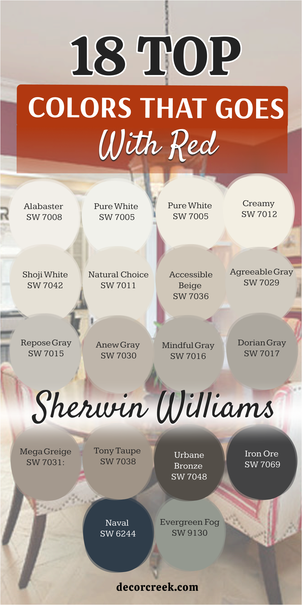 18 top paint colors that go with red from sherwin williams