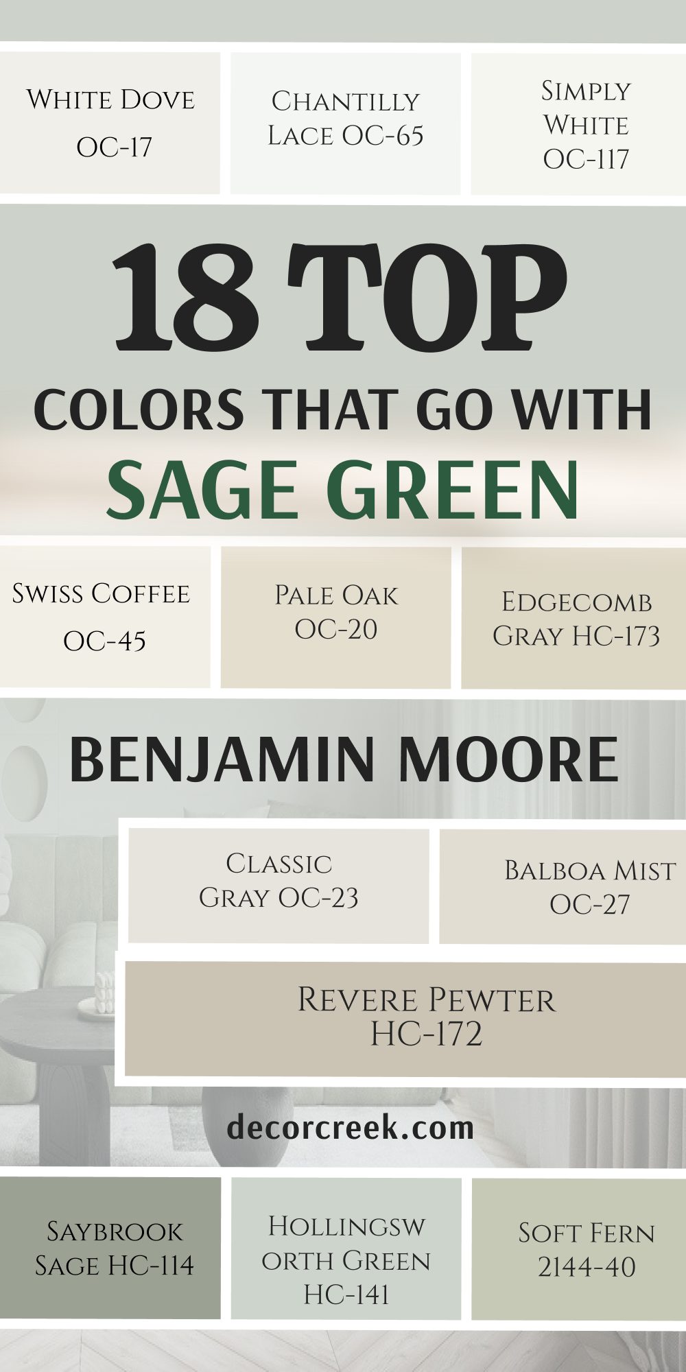 18 top paint colors that go with sage green from benjamin moore