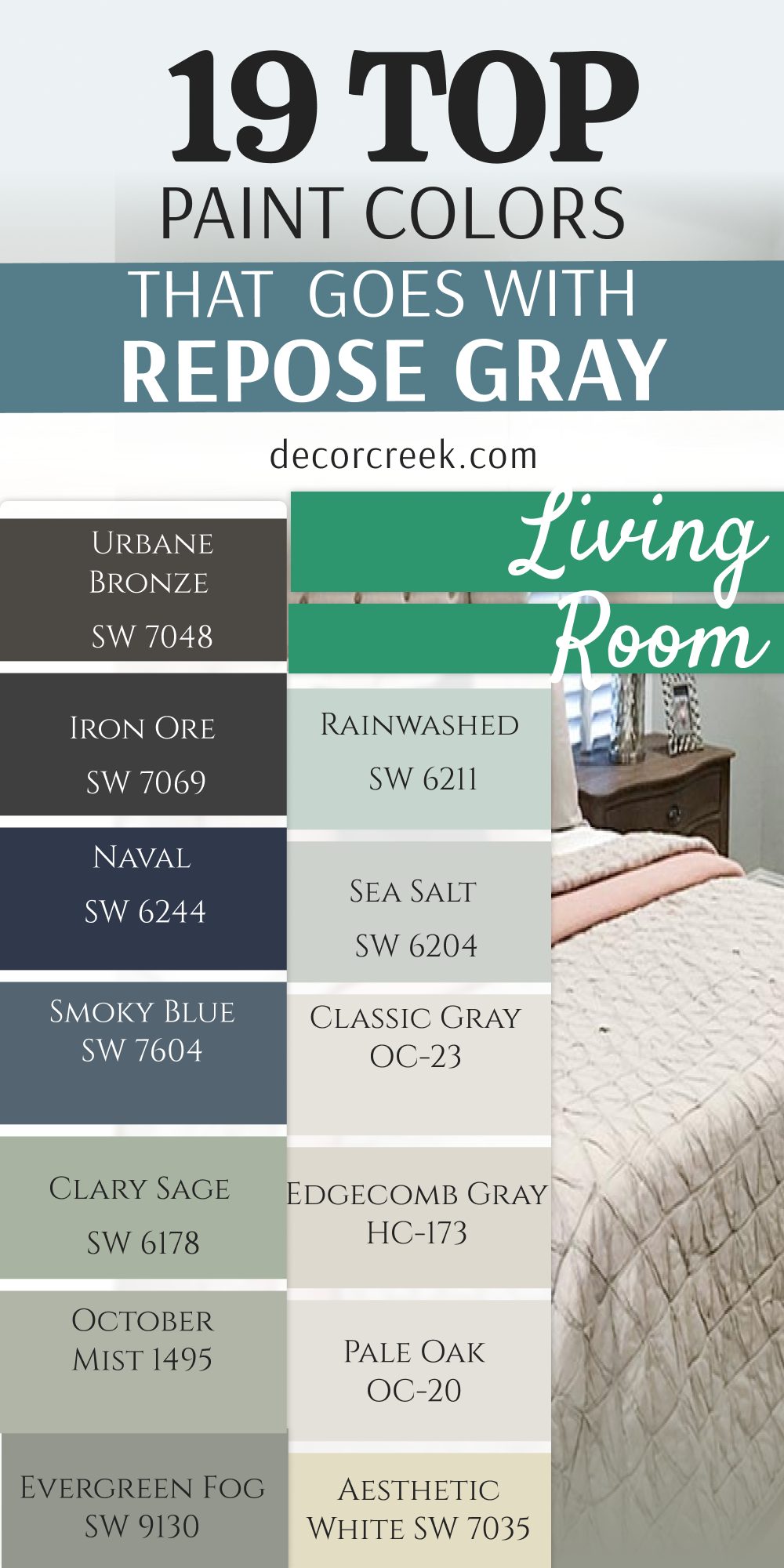 19 top color combo that goes with repose gray living room
