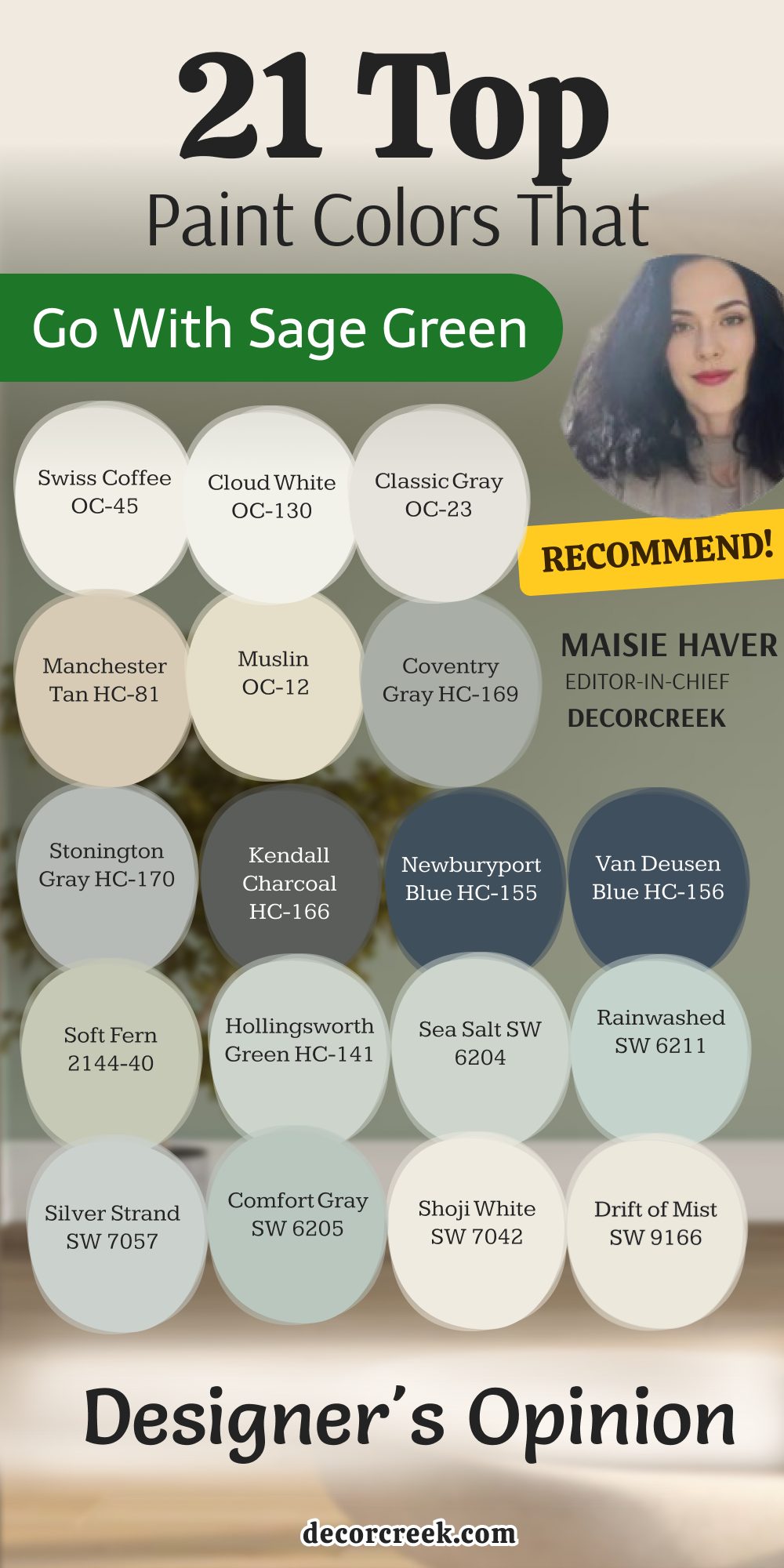 21 top paint colors that go with sage green _ designer's opinion