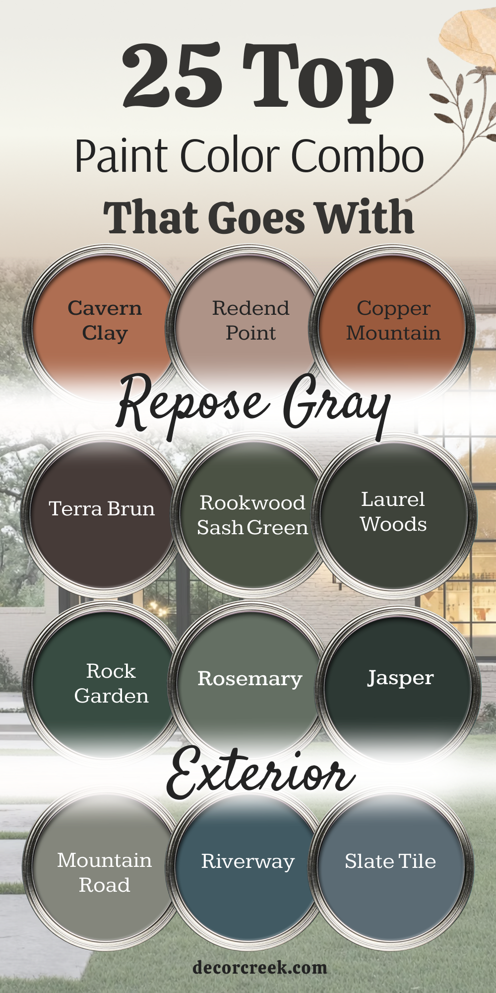 25 top color combo that goes with repose gray exterior