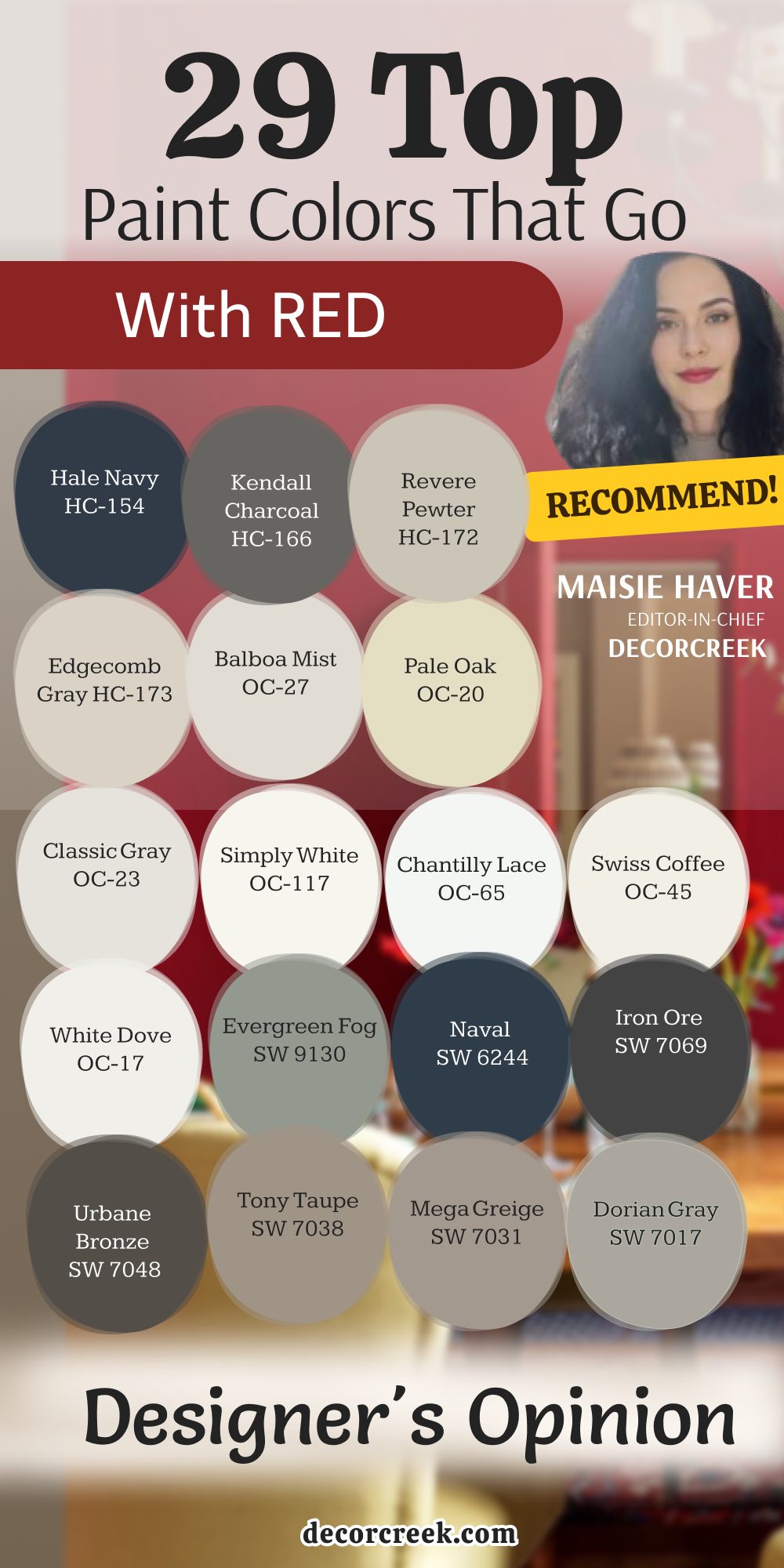29 top paint colors that go with red _ designer's opinion