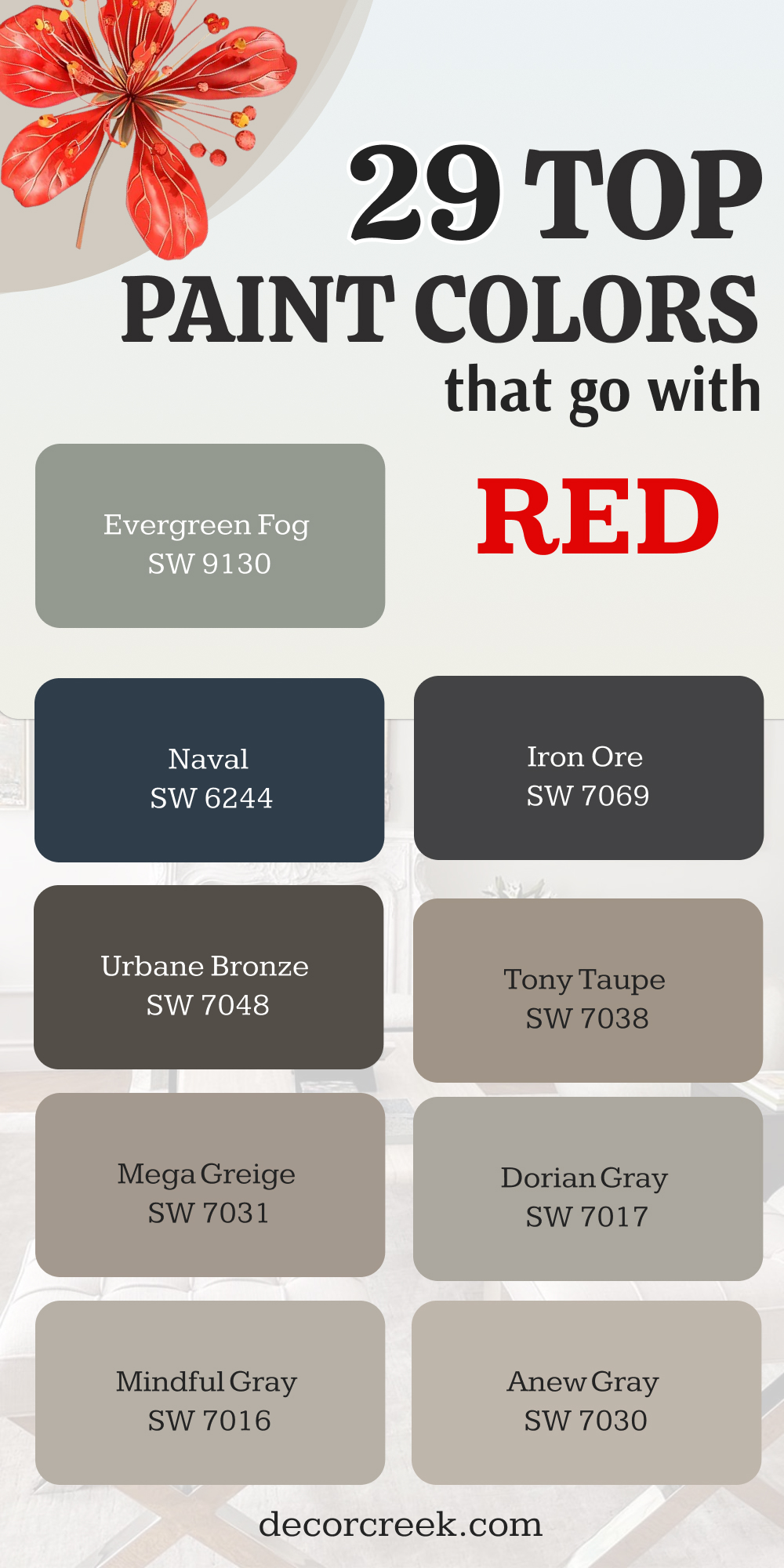 29 top paint colors that go with red