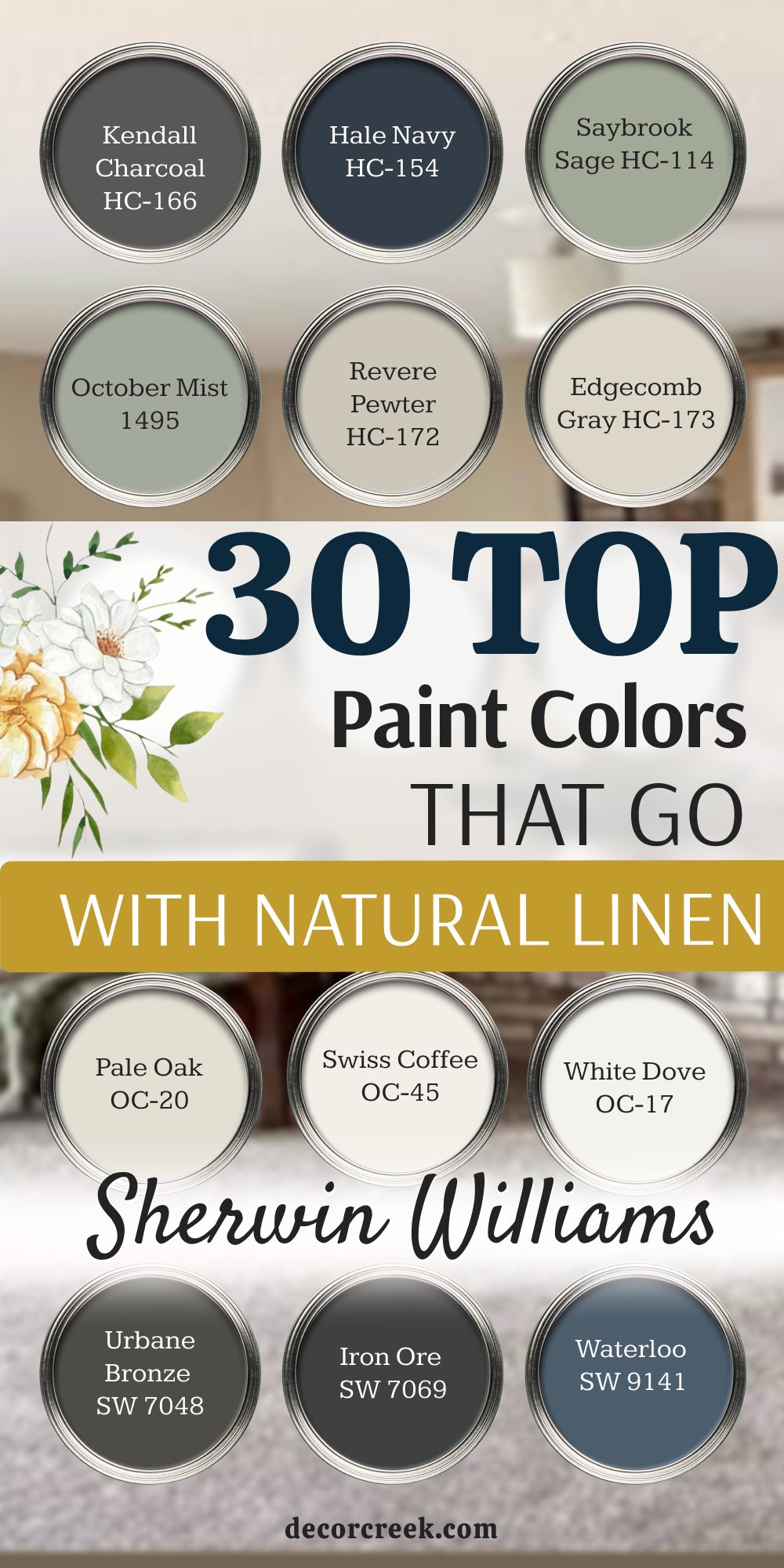30 best colors that goes with natural linen by sherwin williams