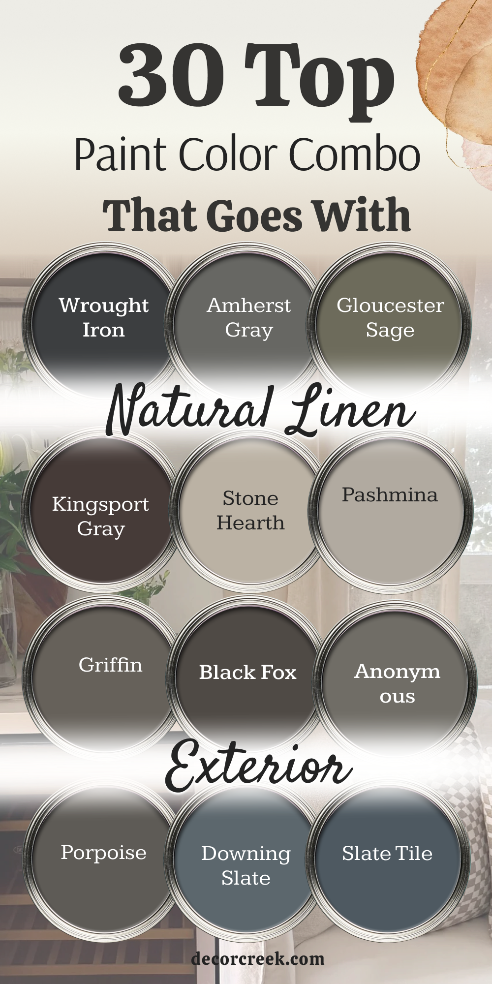 30 top color combo that goes with natural linen exterior